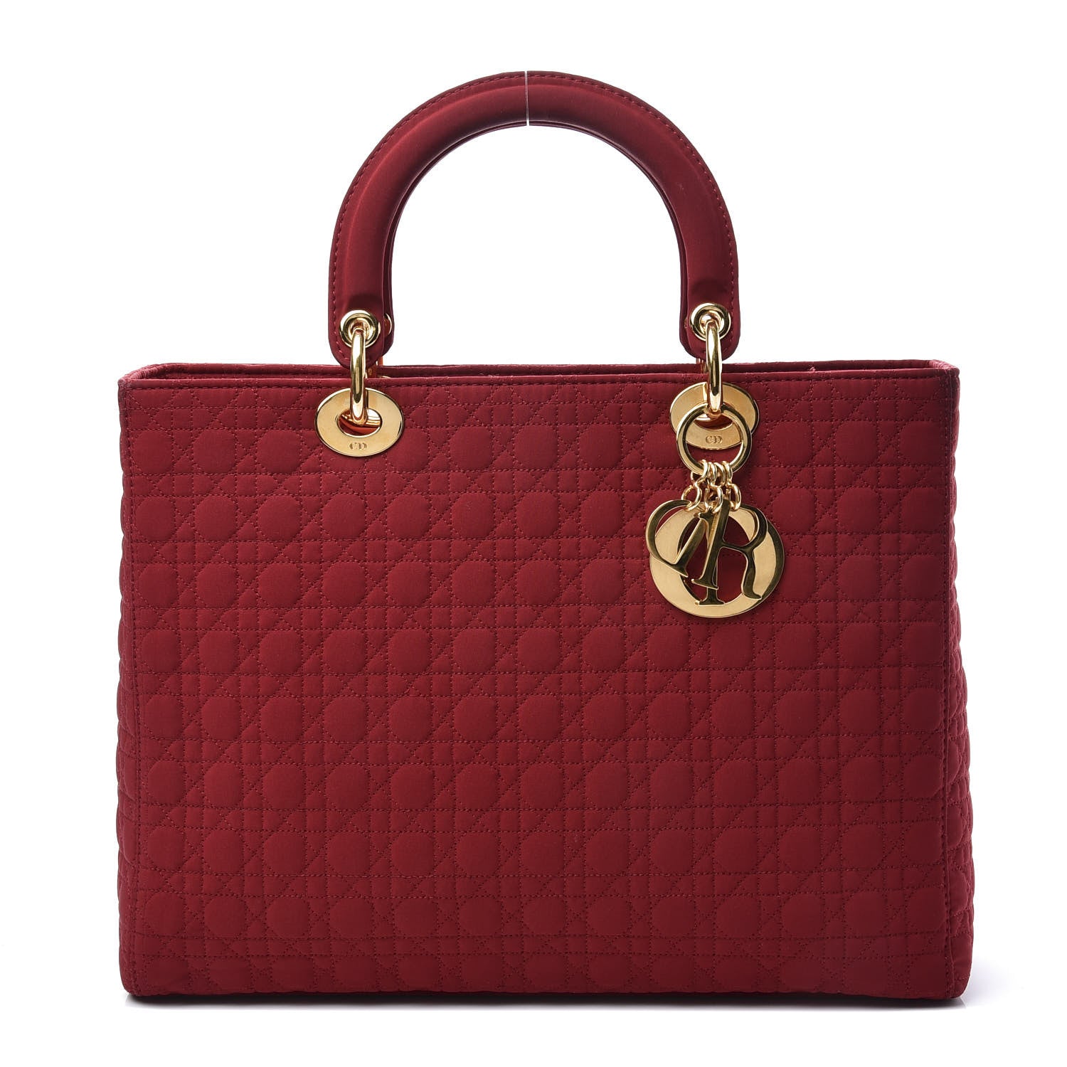 Christian Dior Nylon Cannage Large Lady Dior Red 1 of 12