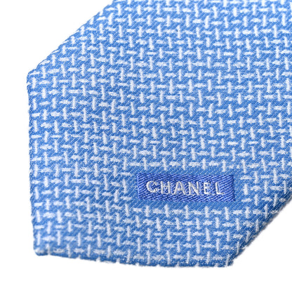 Chanel Mens Silk CC Neck Tie Blue White 3 of 5