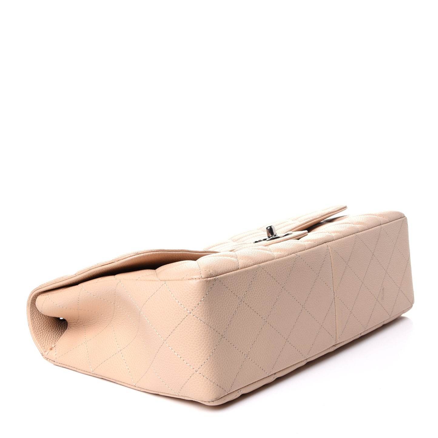 Caviar Quilted Jumbo Single Flap Beige Clair