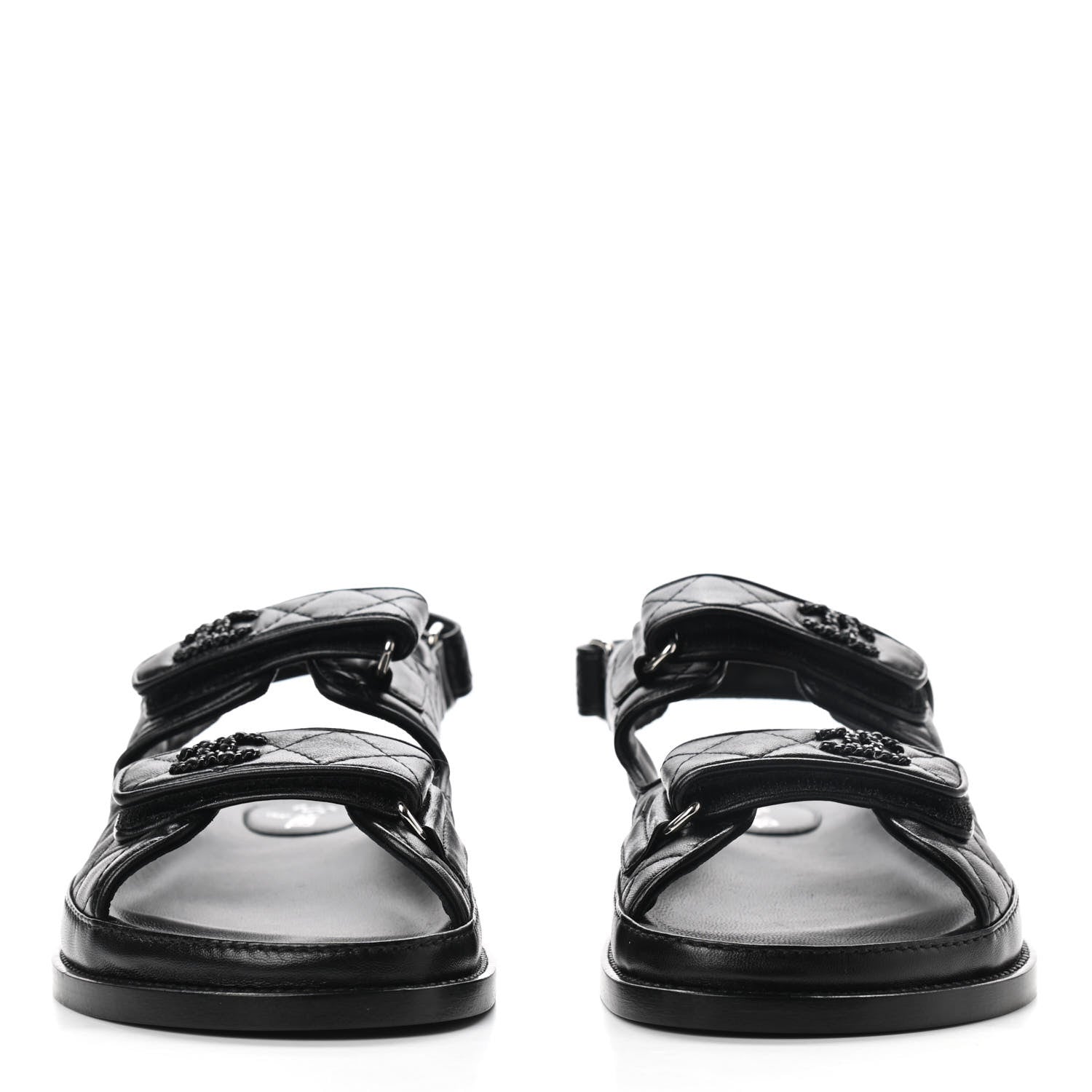Chanel Lambskin Velcro Dad Sandals 39 So Black 1 of 8