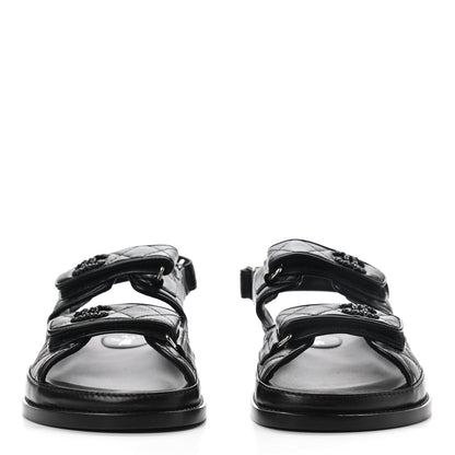 Chanel Lambskin Velcro Dad Sandals 39 So Black 1 of 8