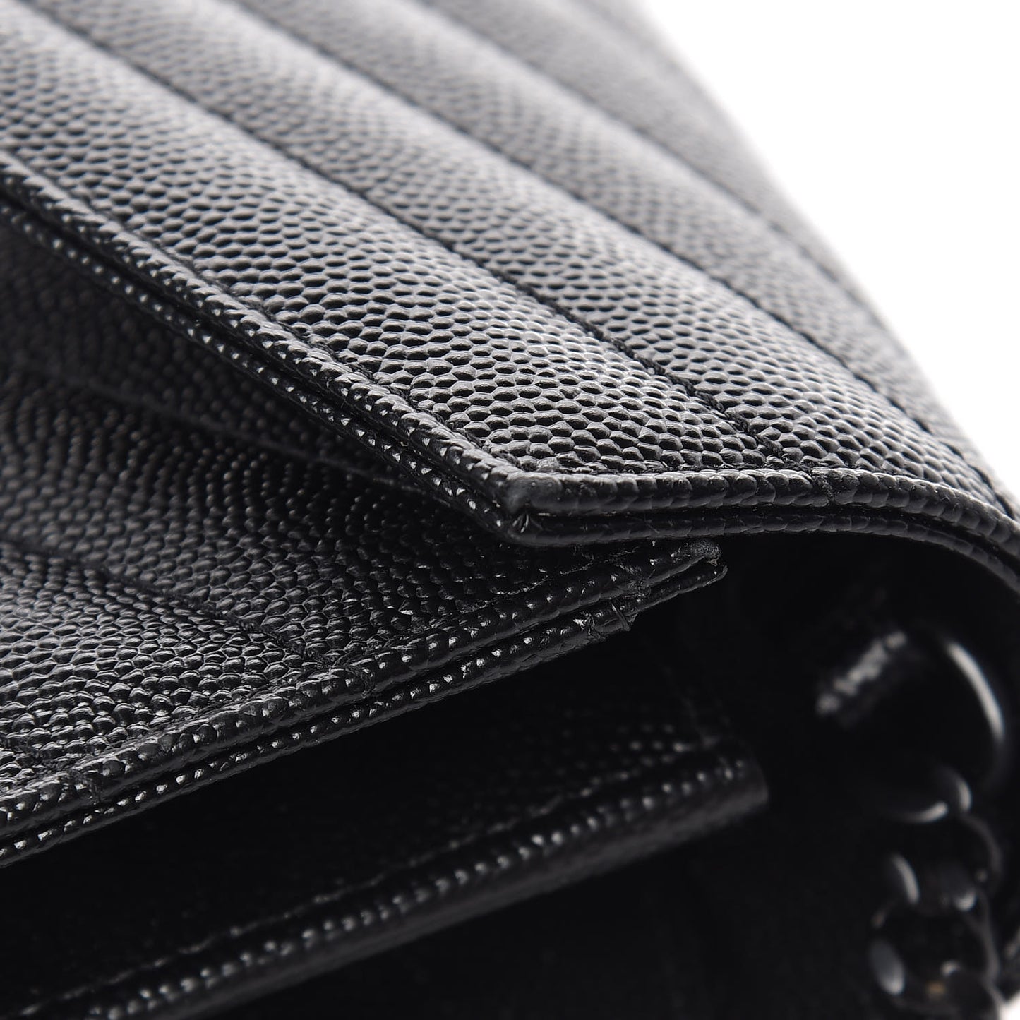 Grain De Poudre Matelasse Chevron Monogram Chain Wallet Black