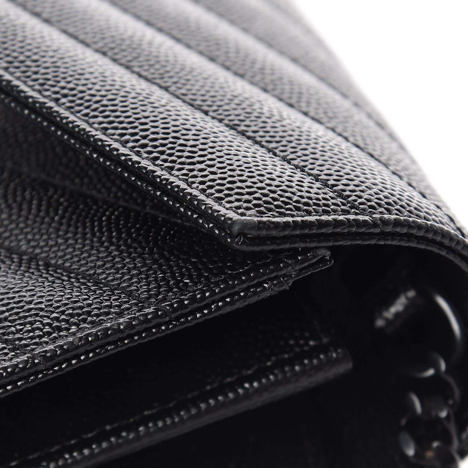 Saint Laurent Grain De Poudre Matelasse Chevron Monogram Chain Wallet Black 12 of 14