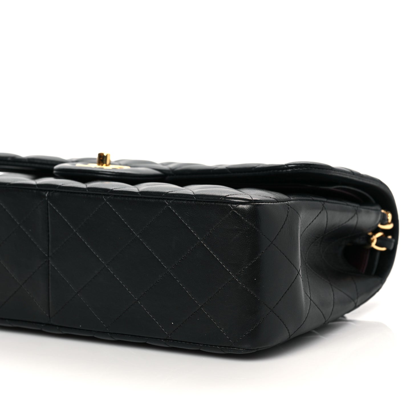 Lambskin Quilted Jumbo Double Flap Black