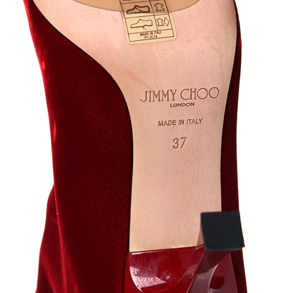 Jimmy Choo Velvet Chad 90 Knee High Boots 37 Red 6 of 6