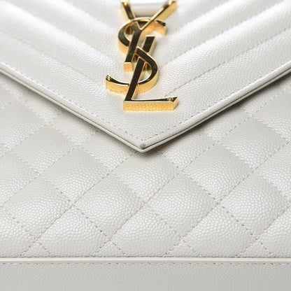 Saint Laurent Grain De Poudre Textured Mixed Matelasse Medium Triquilt Monogram Satchel Porcellana 10 of 14