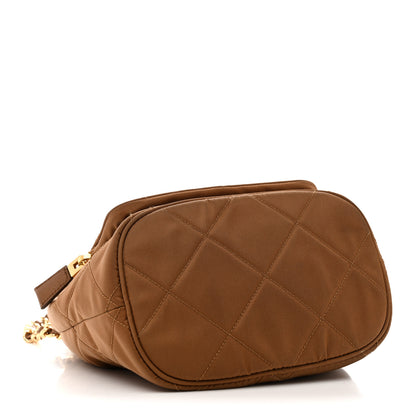 Prada Re-Nylon Saffiano Stitched Re-Edition 1995 Chaine Drawstring Bucket Bag Brandy 4 of 14