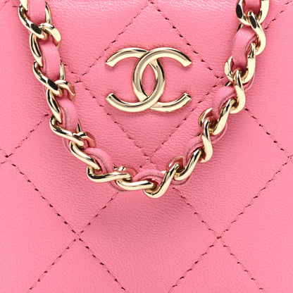 Chanel Lambskin Quilted Top Handle Mini Vanity Case With Chain Pink 9 of 11