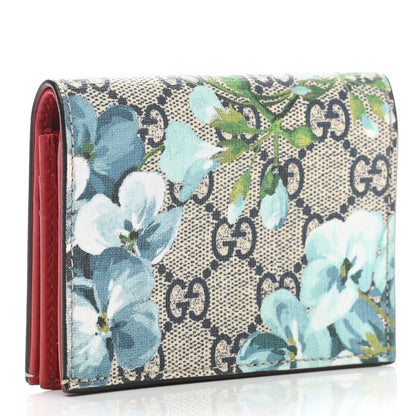 Gucci GG Supreme Monogram Blooms Card Case Beige Blue Navy Hibiscus Red 3 of 8