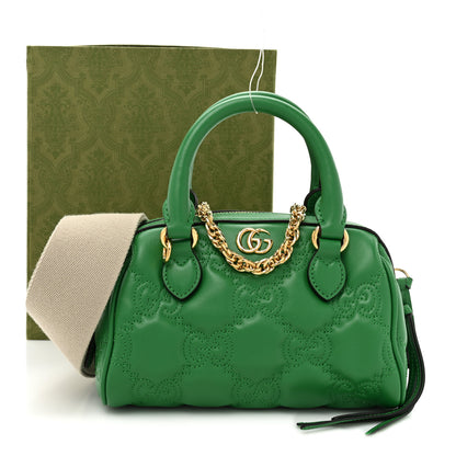 Gucci Calfskin GG Matelasse Mini Bowler Bag Spring Green Natural 10 of 10
