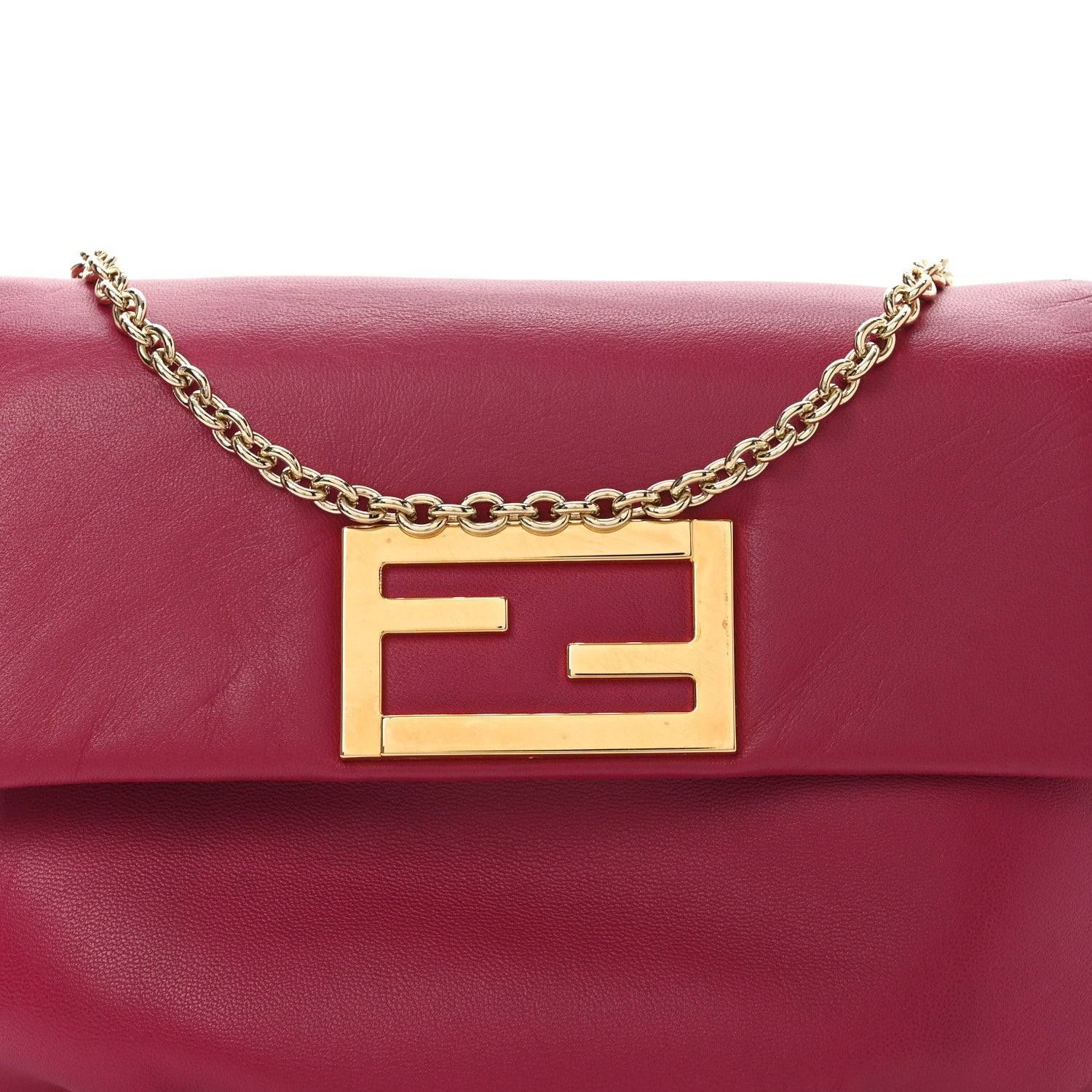 Fendi Vitello Flamingo Fendista Pouchette Crossbody Fuxia 8 of 10
