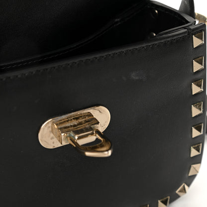 Valentino Garavani Vitello Small Rockstud Flap Saddle Bag Black 8 of 11
