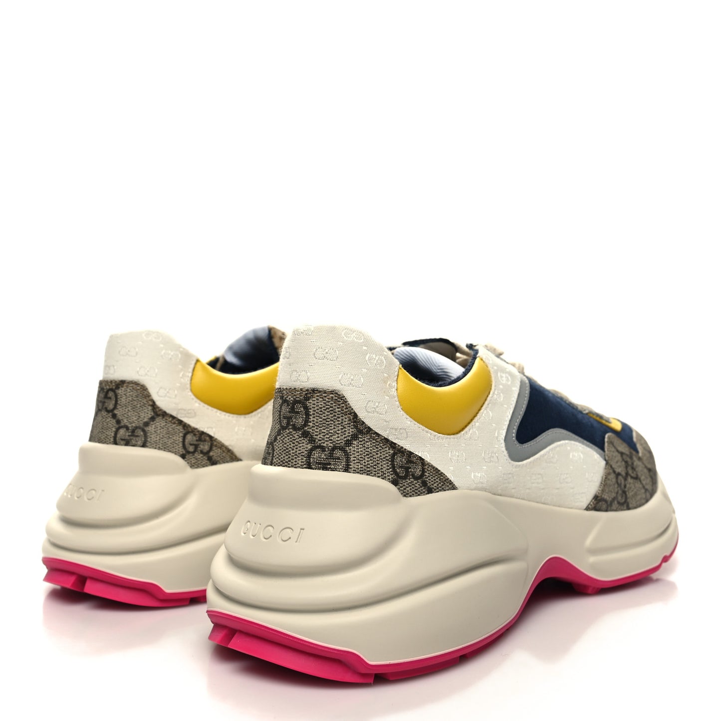 GG Supreme Monogram Mix Monogram Mens Rhyton Sneakers 9 London Blue Beige Sun Yellow
