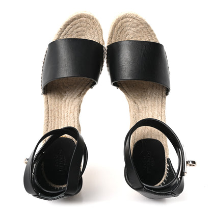 Hermes Calfskin Tipoli Espadrille Wedges 38 Black 2 of 8