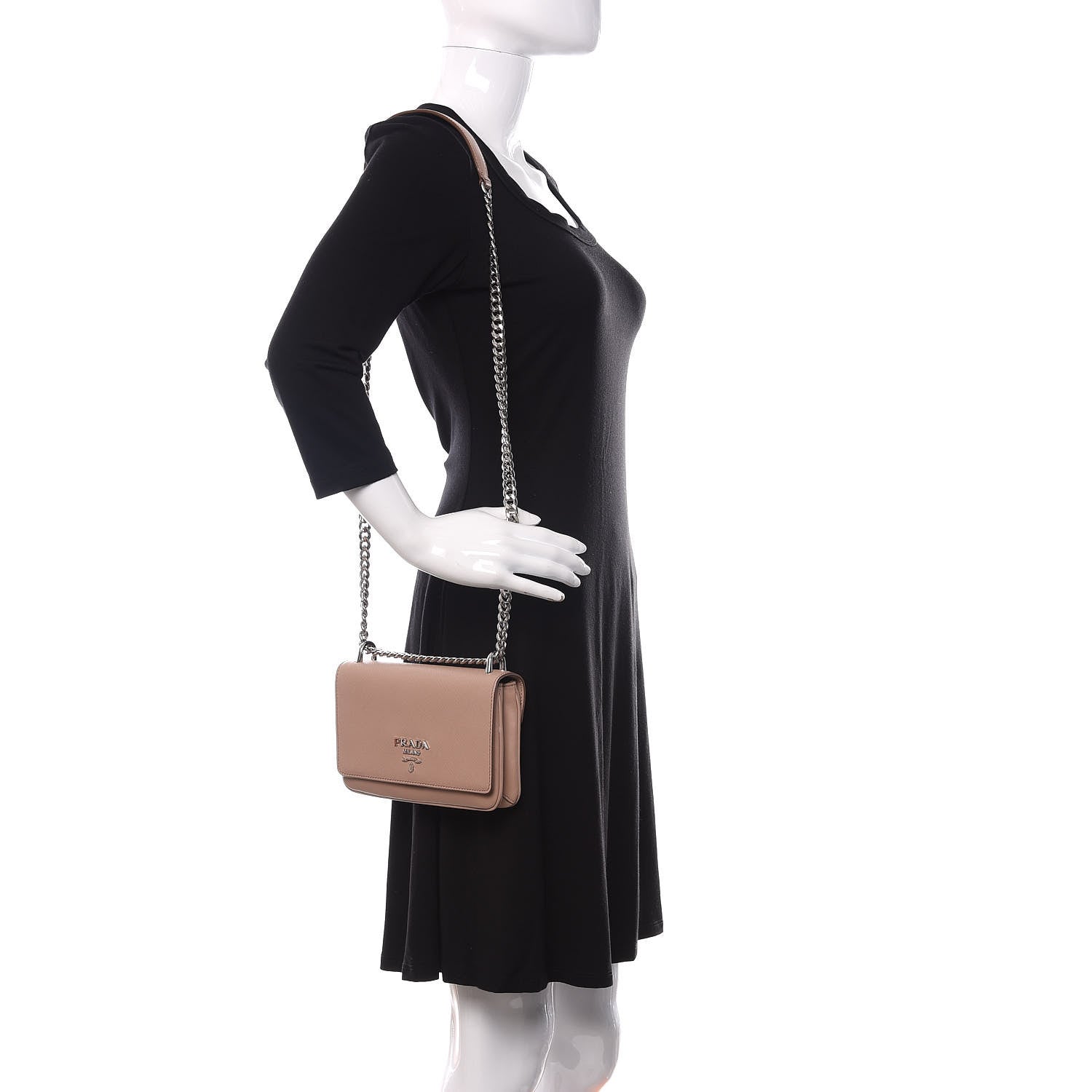 Prada Saffiano Soft Calfskin Chain Crossbody Bag Cipria 2 of 10