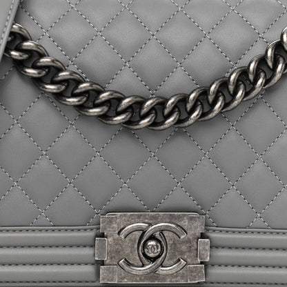 Chanel Calfskin Quilted Medium Boy Flap Grey 8 of 10