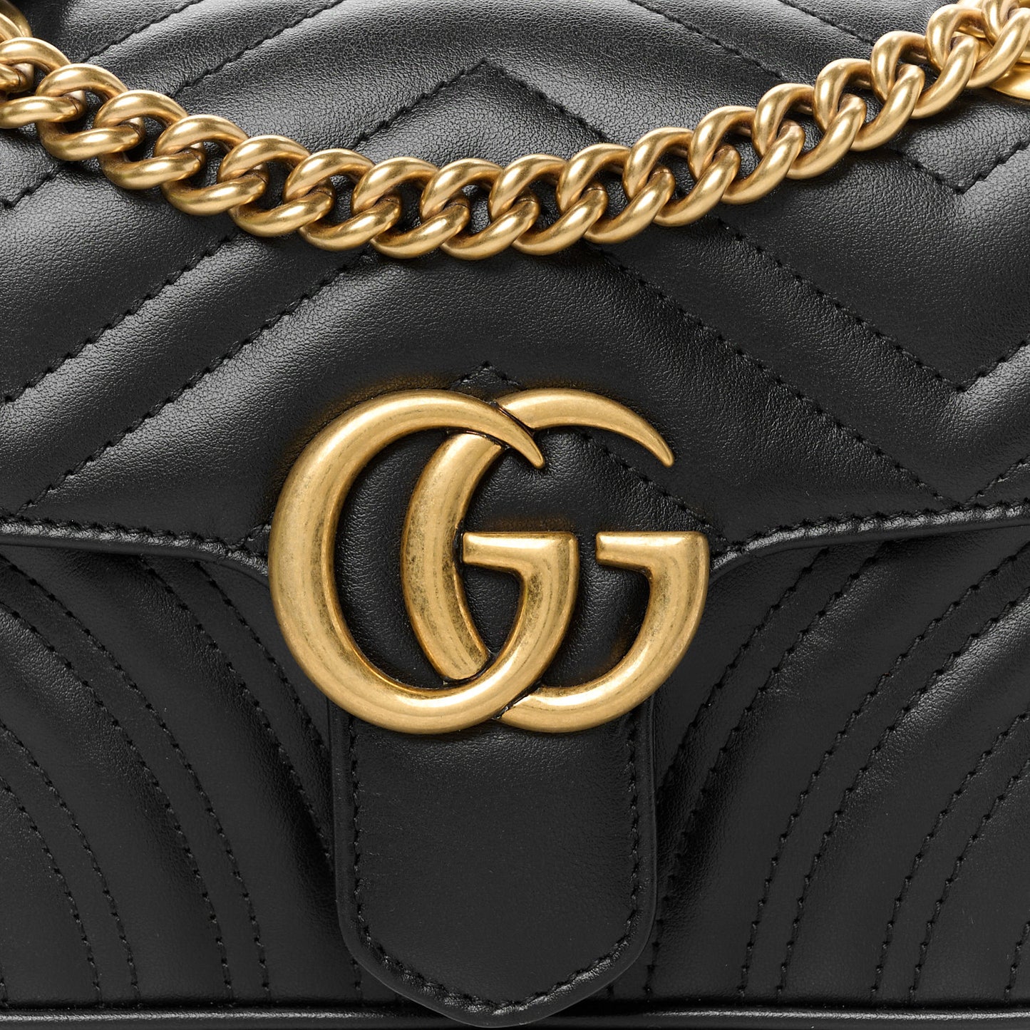 Calfskin Matelasse Mini GG Marmont Shoulder Bag Black