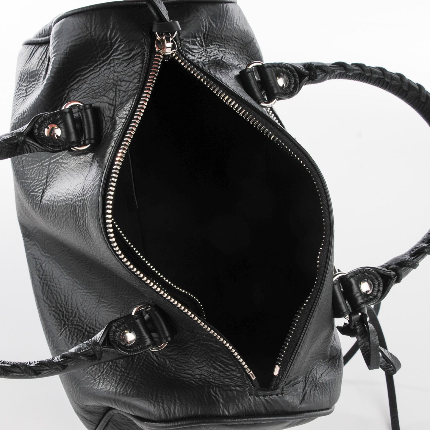 Matte Goatskin Rubber Covered Classic Hardware Mini Twiggy Black