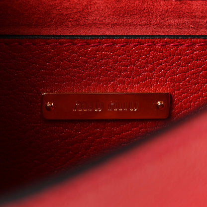 Miu Miu Goatskin Madras Soft Calf Crystal Embellished Shoulder Bag Red 6 of 11