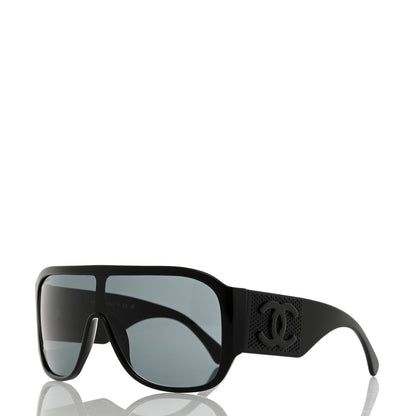 Chanel Acetate Crystal CC Shield Sunglasses 5466-B Black 1 of 8