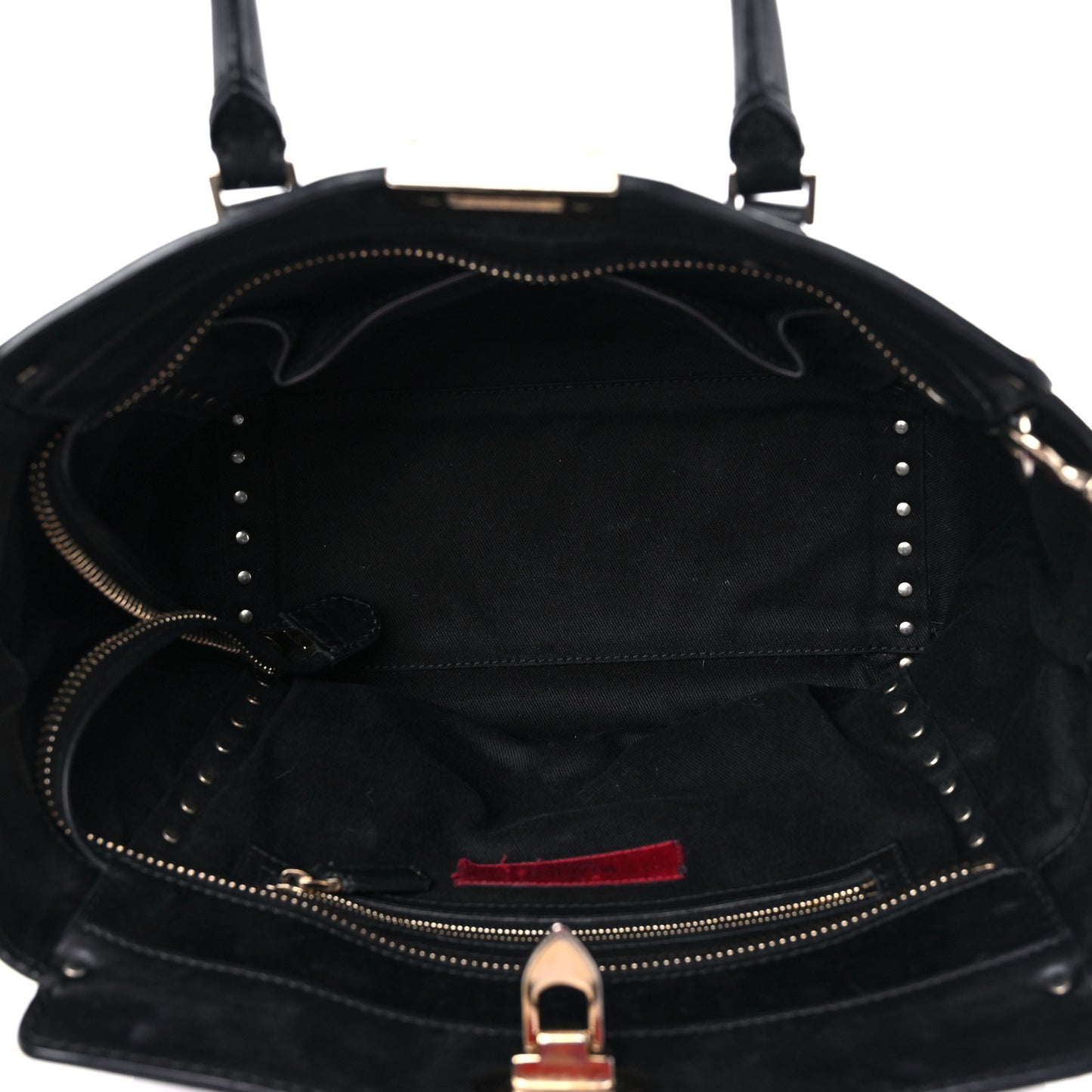 Vitello Rockstud Double Handle Tote Black