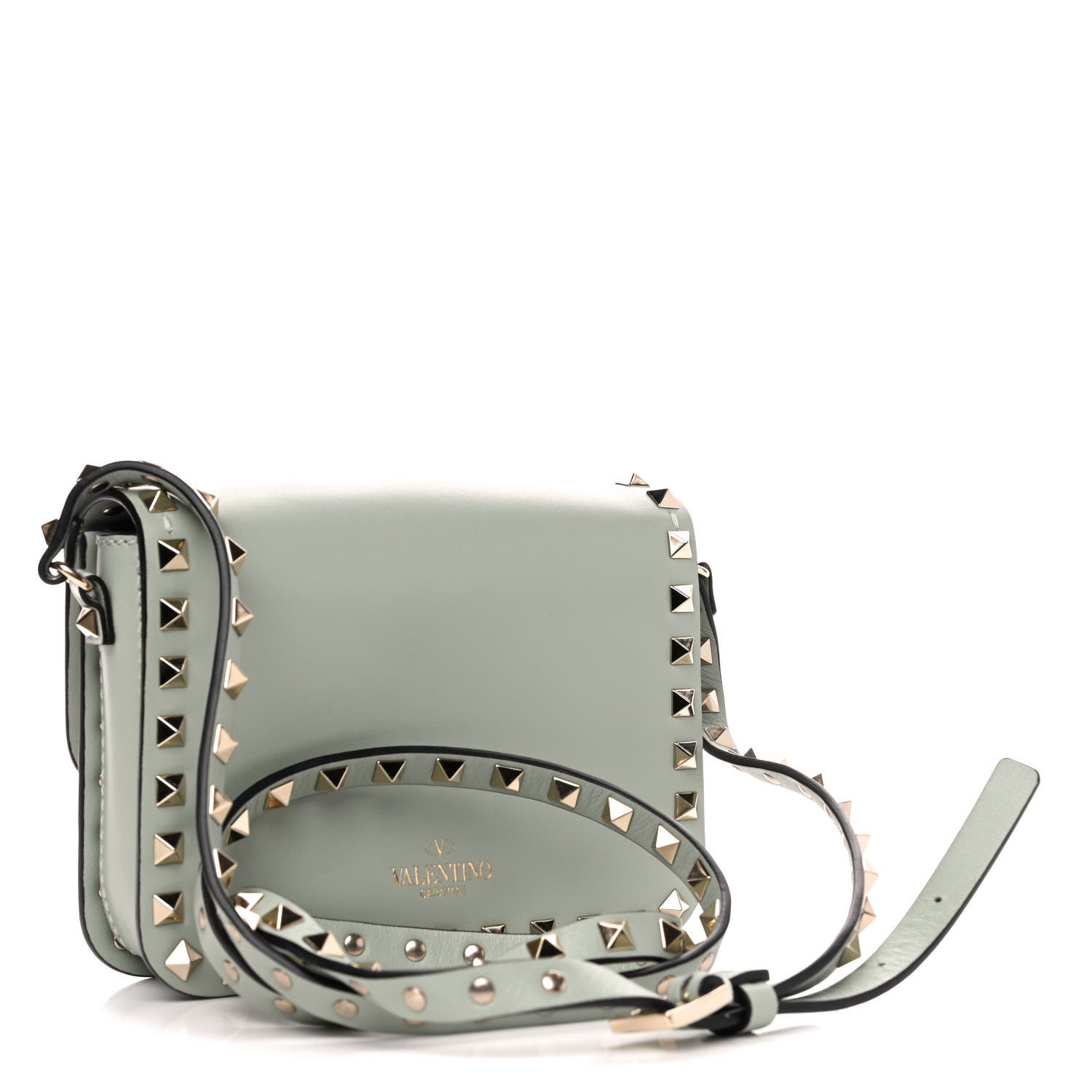 Valentino Garavani Vitello Rockstud Flap Crossbody Bag Water Green 2 of 5