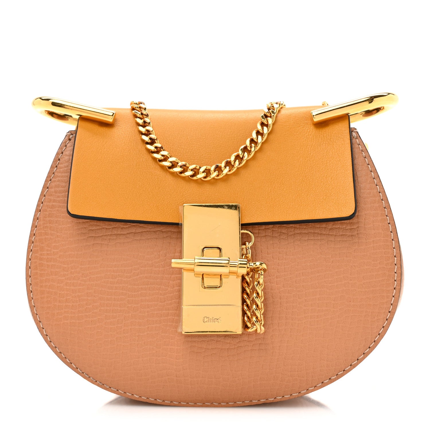 Chloe Grained Calfskin Lambskin Mini Bi-Color Drew Shoulder Bag Wet Sand Sunflower 1 of 11