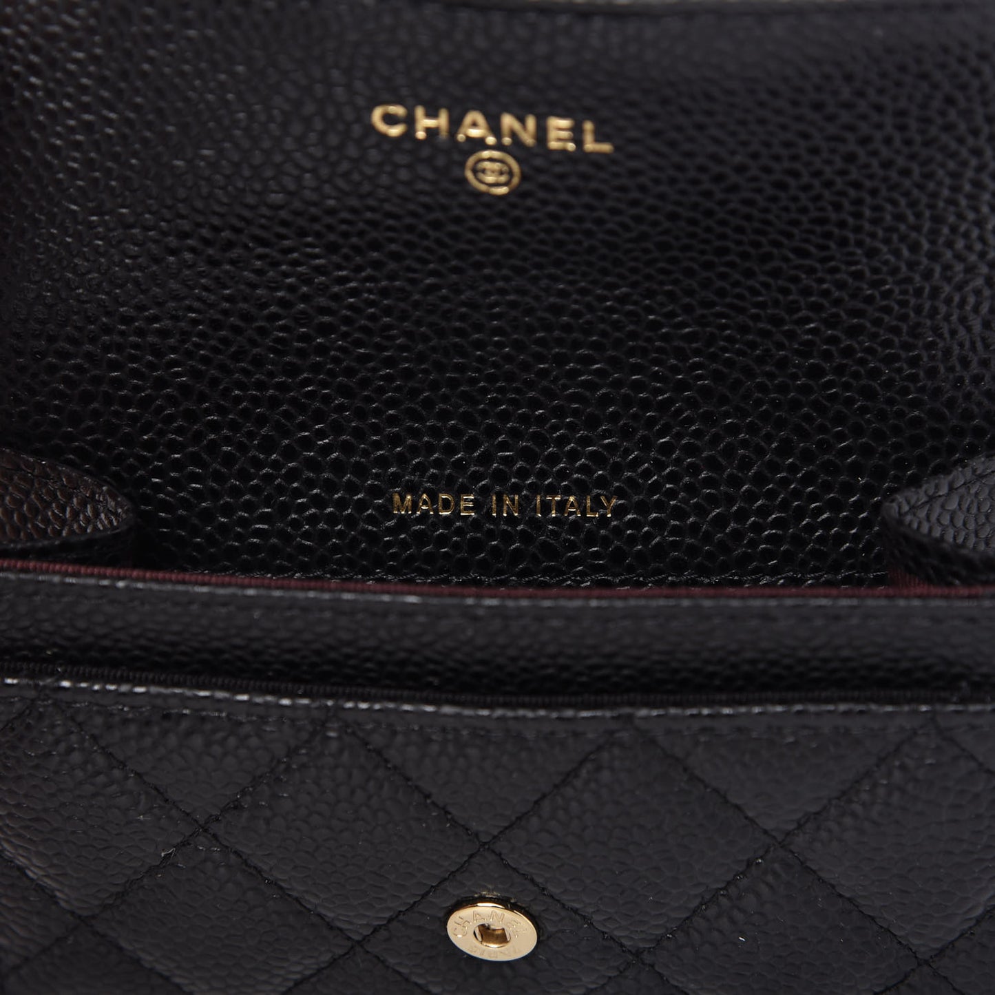 Caviar Quilted Flap Card Holder Wallet Black