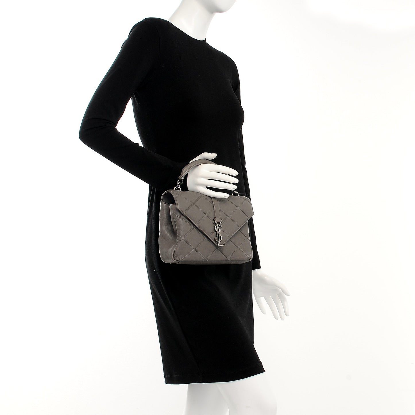 Calfskin Matelasse Diamond Quilted Monogram Medium College Bag Fog
