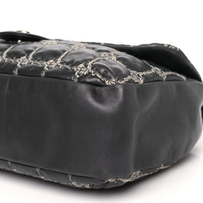Chanel Lambskin Tweed Double Stitch Maxi Flap Grey 10 of 10
