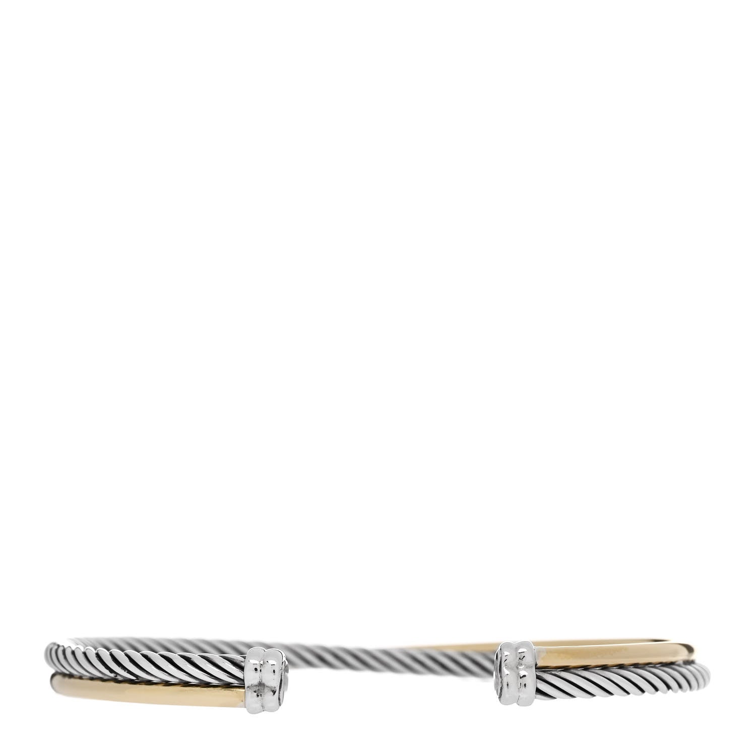 David Yurman Sterling Silver 18K Yellow Gold 3mm Crossover Cuff Bracelet 2 of 3