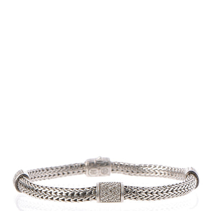 John Hardy Sterling Silver Diamond Classic Chain Station Bracelet 1 of 4