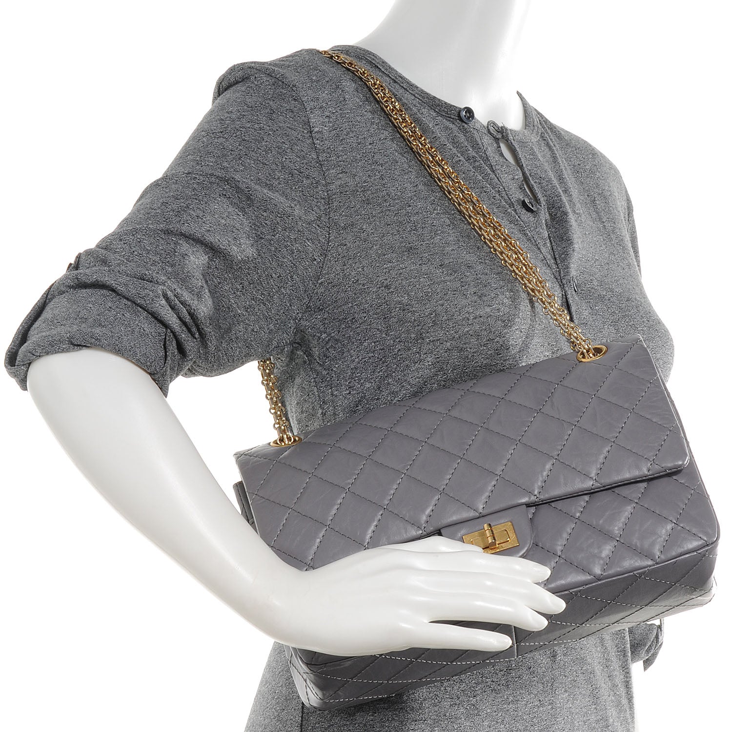 Chanel Aged Calfskin 2.55 Reissue 226 Flap Grey 2 of 7