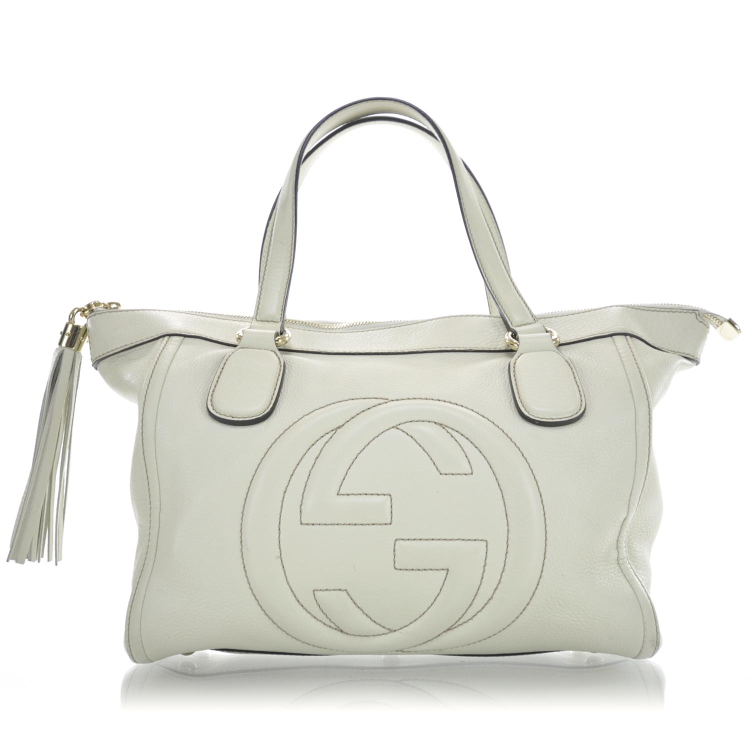 Gucci Pebbled Calfskin Small Soho Top Handle Bag Off White 1 of 9