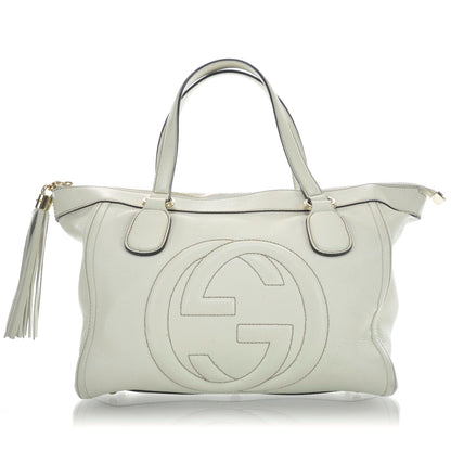 Gucci Pebbled Calfskin Small Soho Top Handle Bag Off White 1 of 9