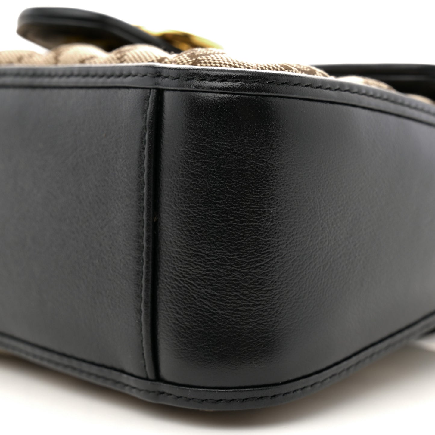 Monogram Azalea Calfskin Matelasse Diagonal Mini GG Marmont Top Handle Shoulder Bag Beige Ebony Black