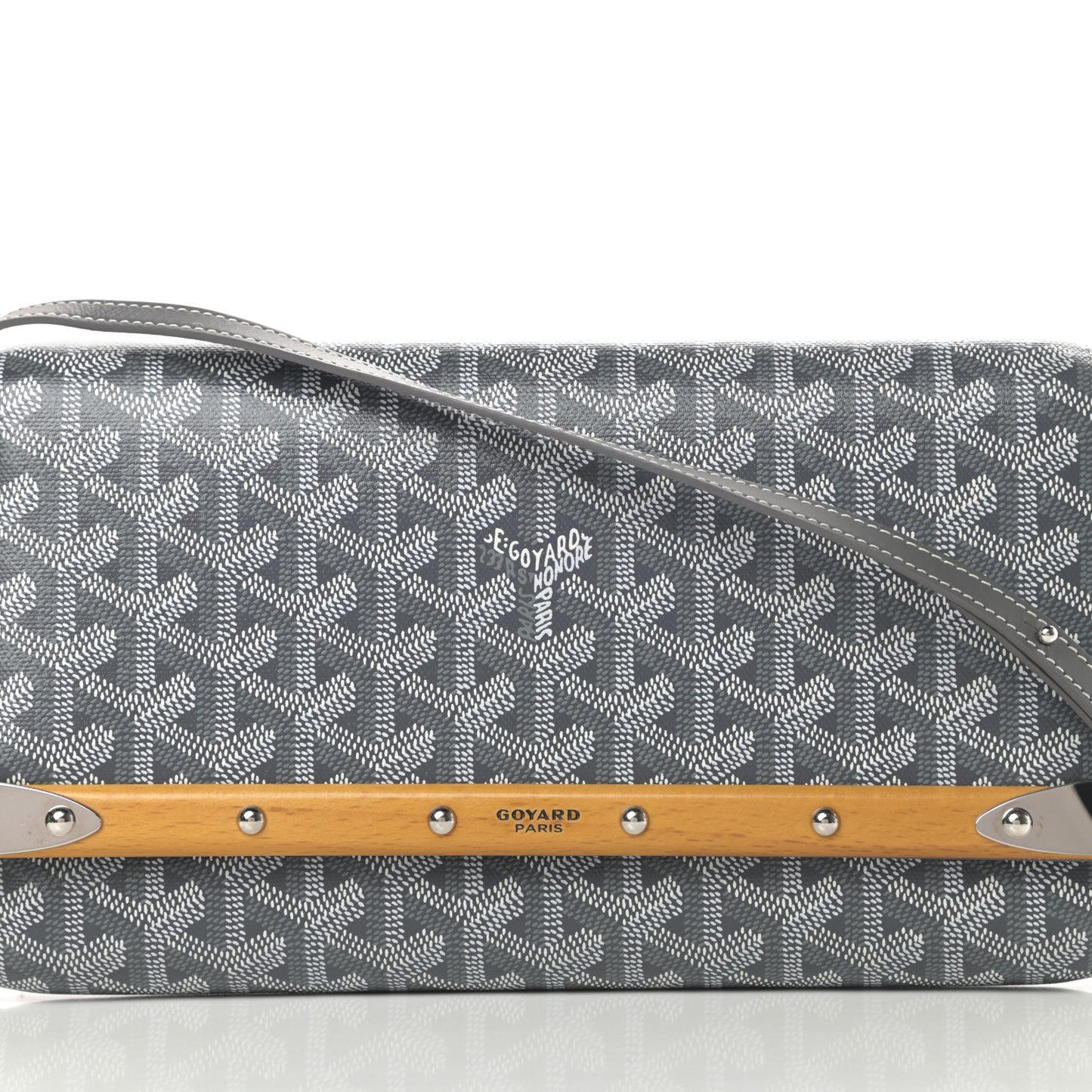 Goyardine Monte Carlo Bois Clutch With Strap Gray