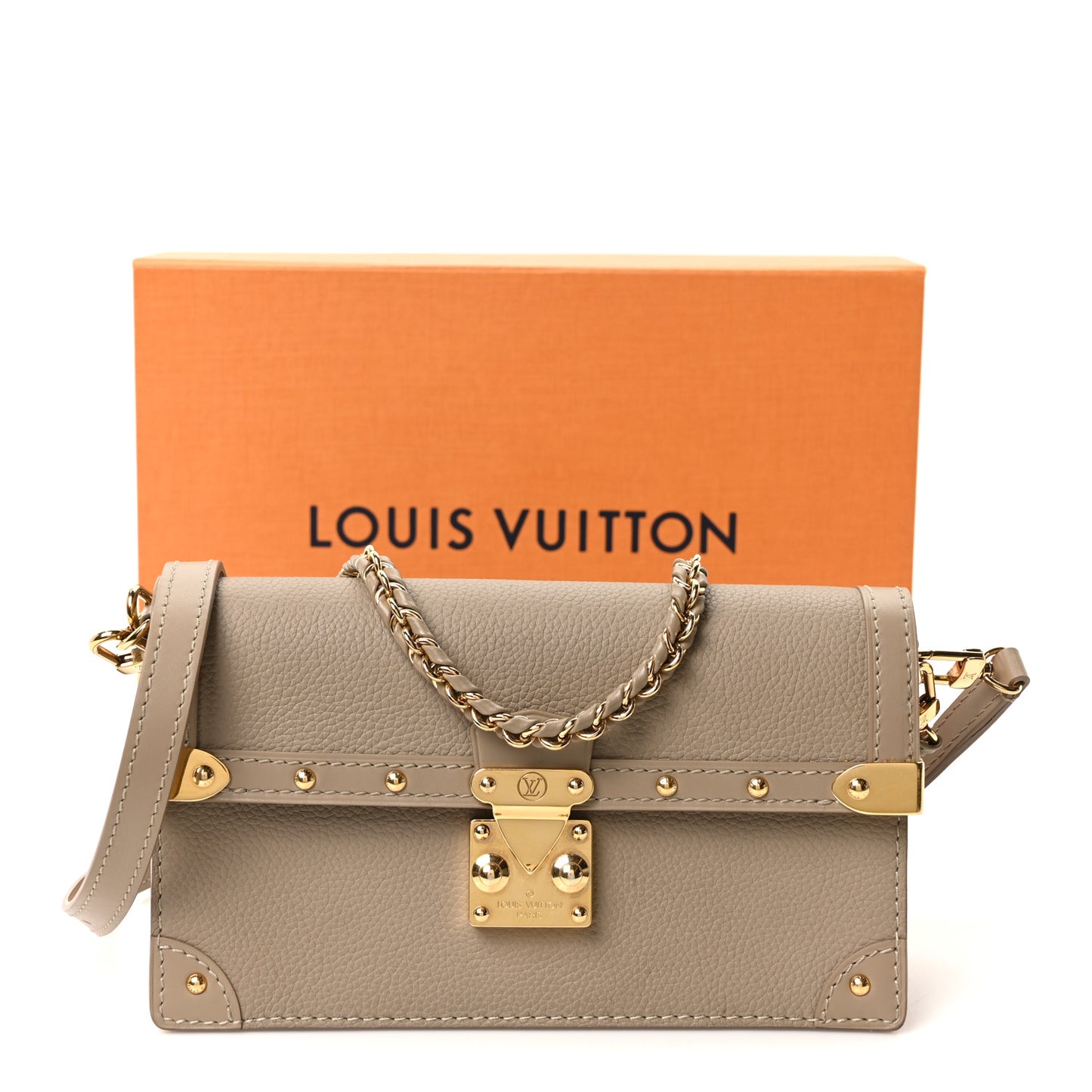 Calfskin Trunk Chain Wallet Taupe