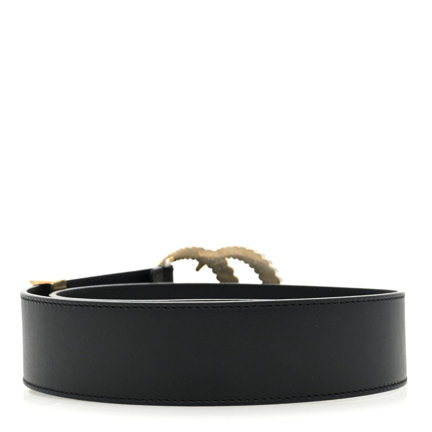 Moon Calfskin Torchon Double G 25mm Belt 65 26 Black