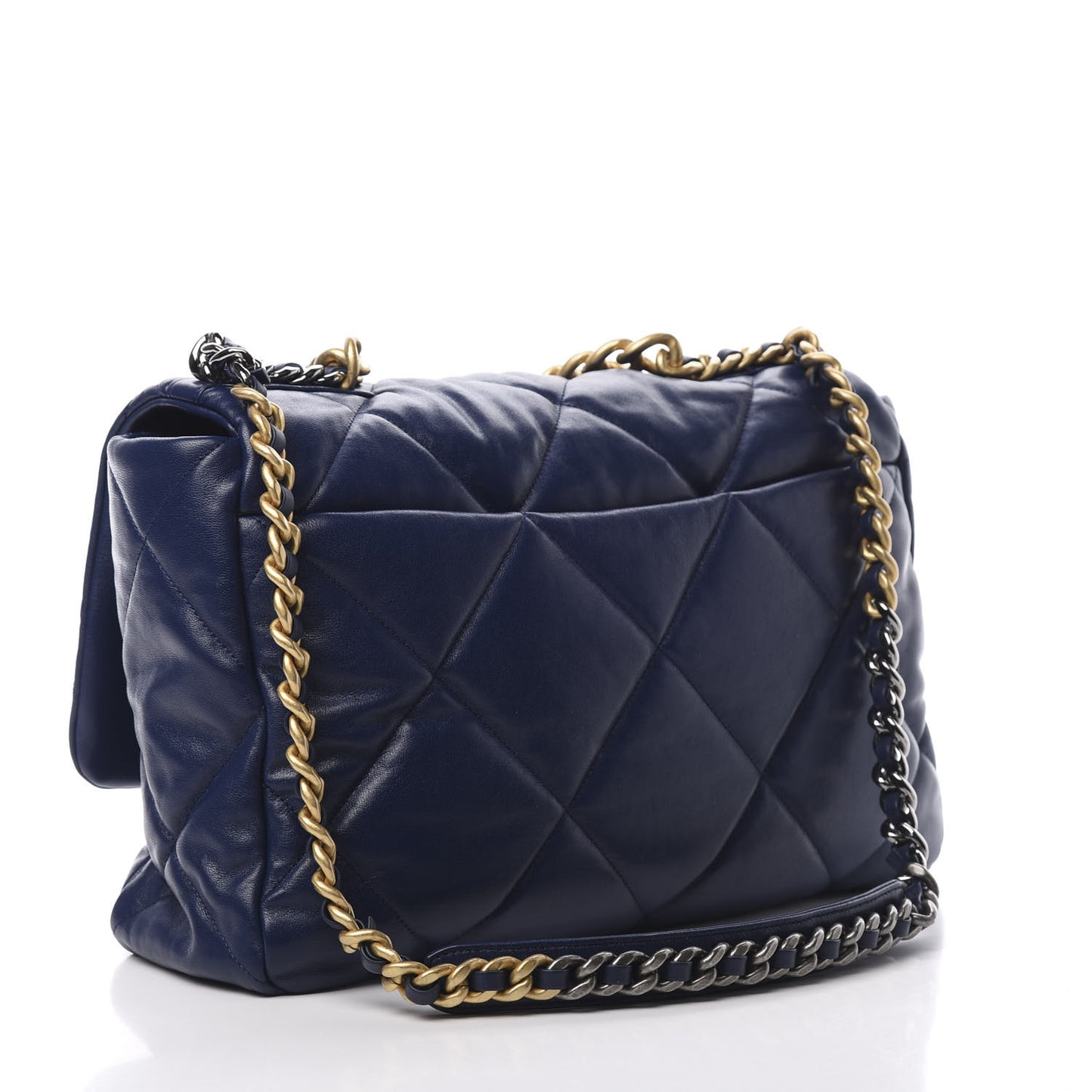 Goatskin Quilted Maxi 19 Flap Dark Blue