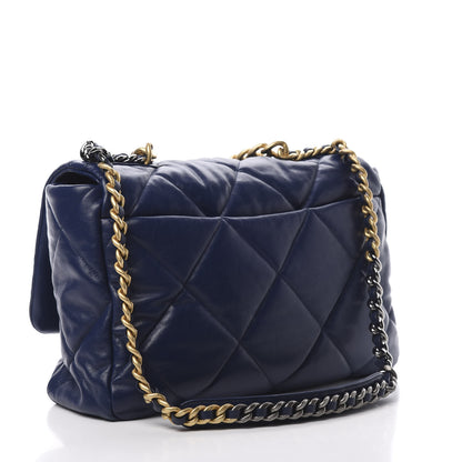 Chanel Goatskin Quilted Maxi 19 Flap Dark Blue 4 of 12