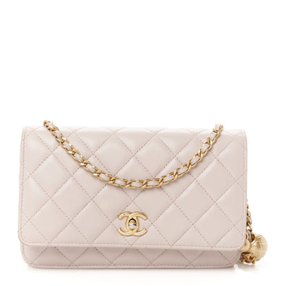 Chanel Lambskin Quilted CC Pearl Crush Wallet on Chain WOC Light Purple 1 of 11