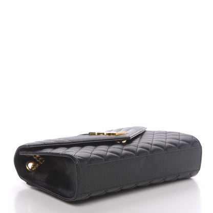 Saint Laurent Grain De Poudre Textured Mixed Matelasse Triquilt Medium Monogram Satchel Black 4 of 9