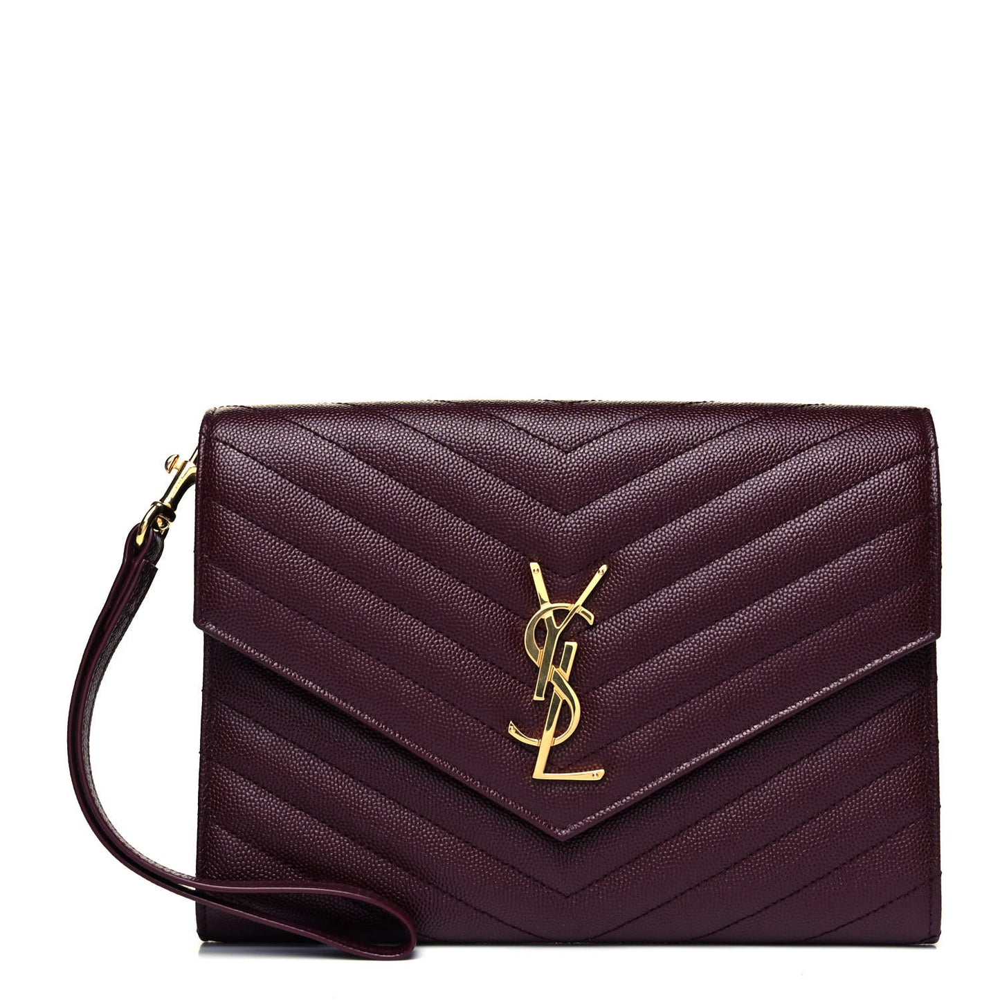 Grain De Poudre Matelasse Chevron Monogram Envelope Clutch Rouge Legion