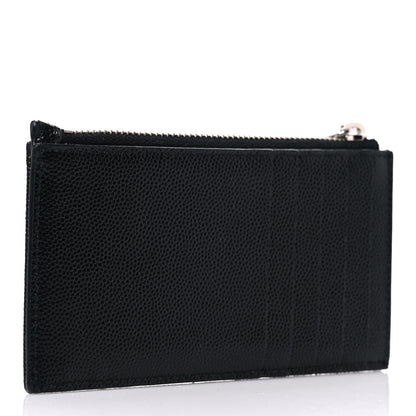 Saint Laurent Monogram Grain de Poudre 5 Fragments Zip Pouch Card Holder Black 3 of 11
