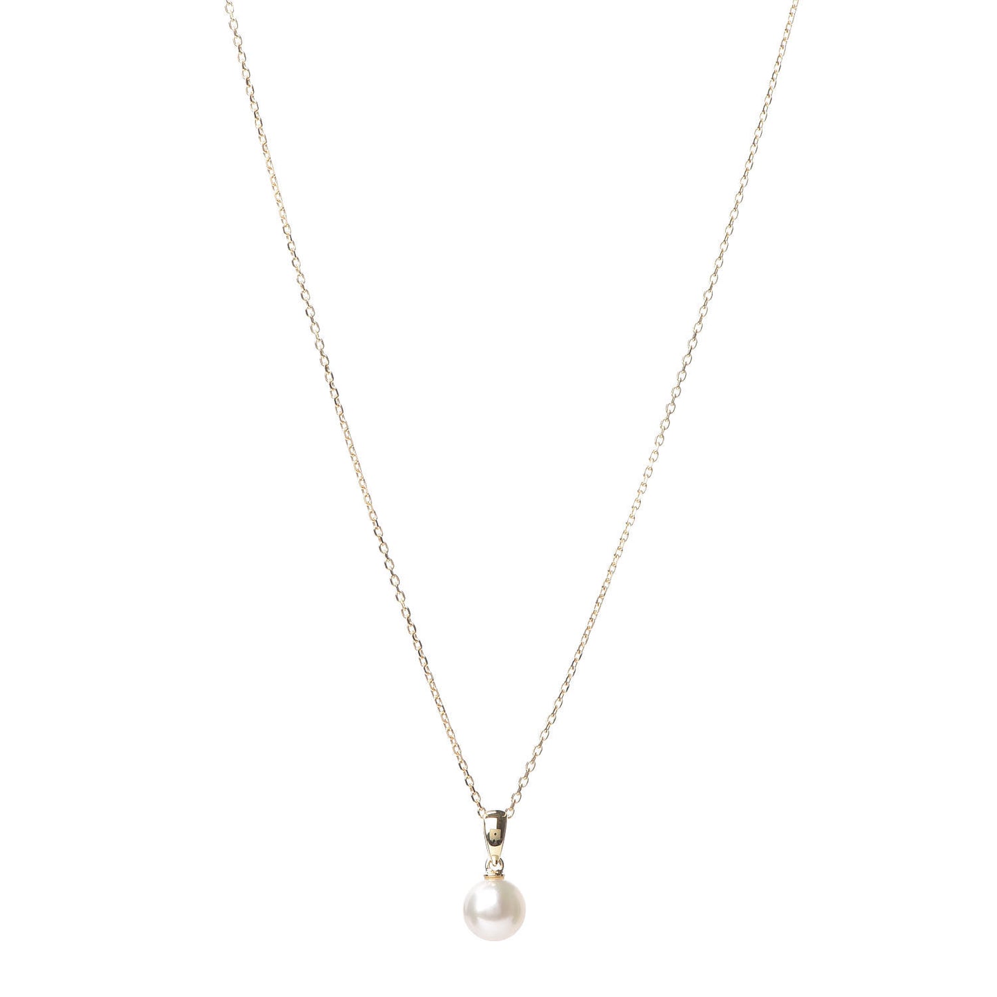 18K Yellow Gold Akoya Pearl 6.5-7mm Drop Pendant Necklace