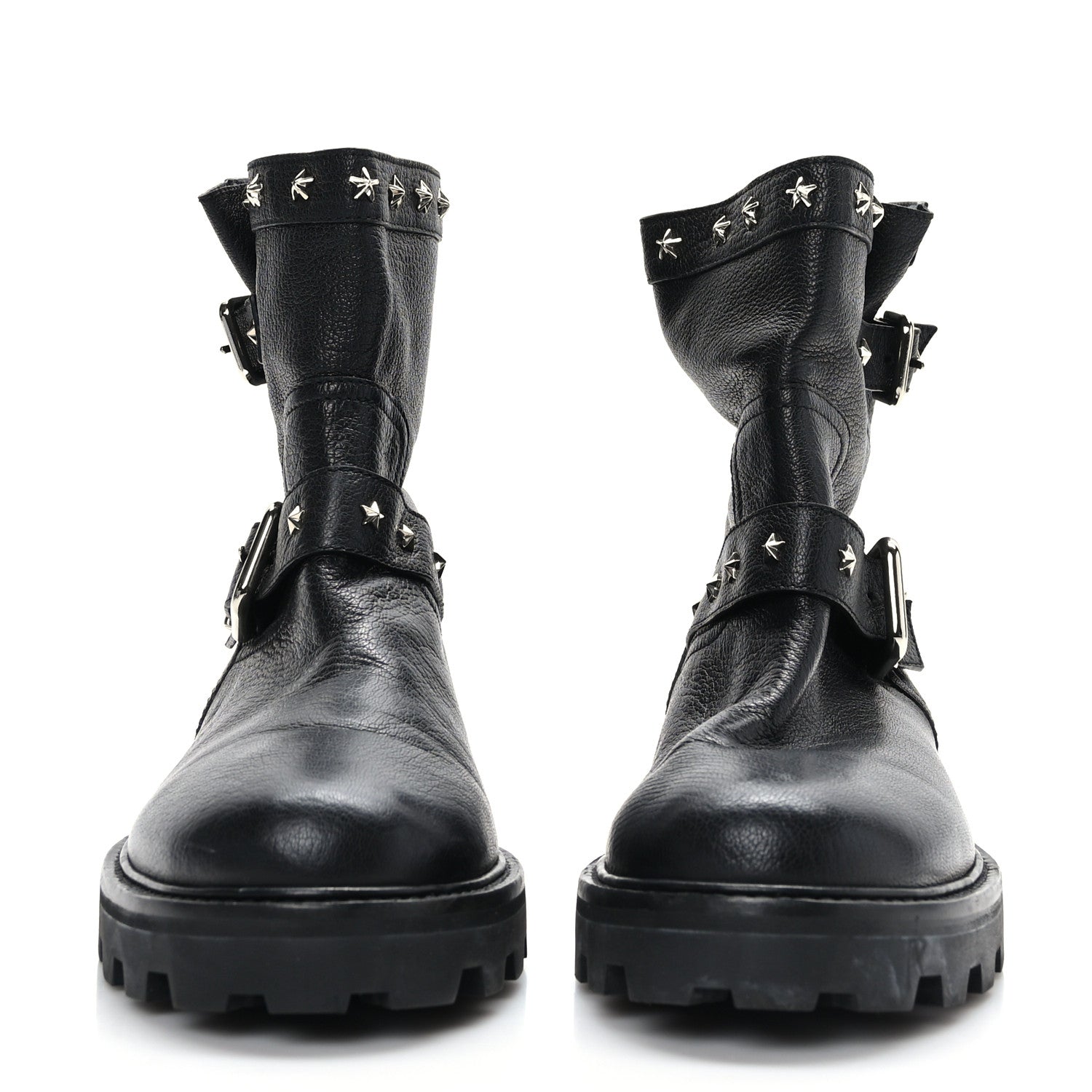 Jimmy Choo Grained Calfskin Star Biker Boots 40.5 Black 2 of 7