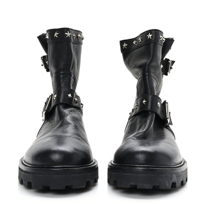 Jimmy Choo Grained Calfskin Star Biker Boots 40.5 Black 2 of 7