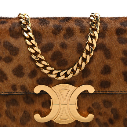 Celine Pony Hair Leopard Print Triomphe Chain Shoulder Bag Multicolor 8 of 10