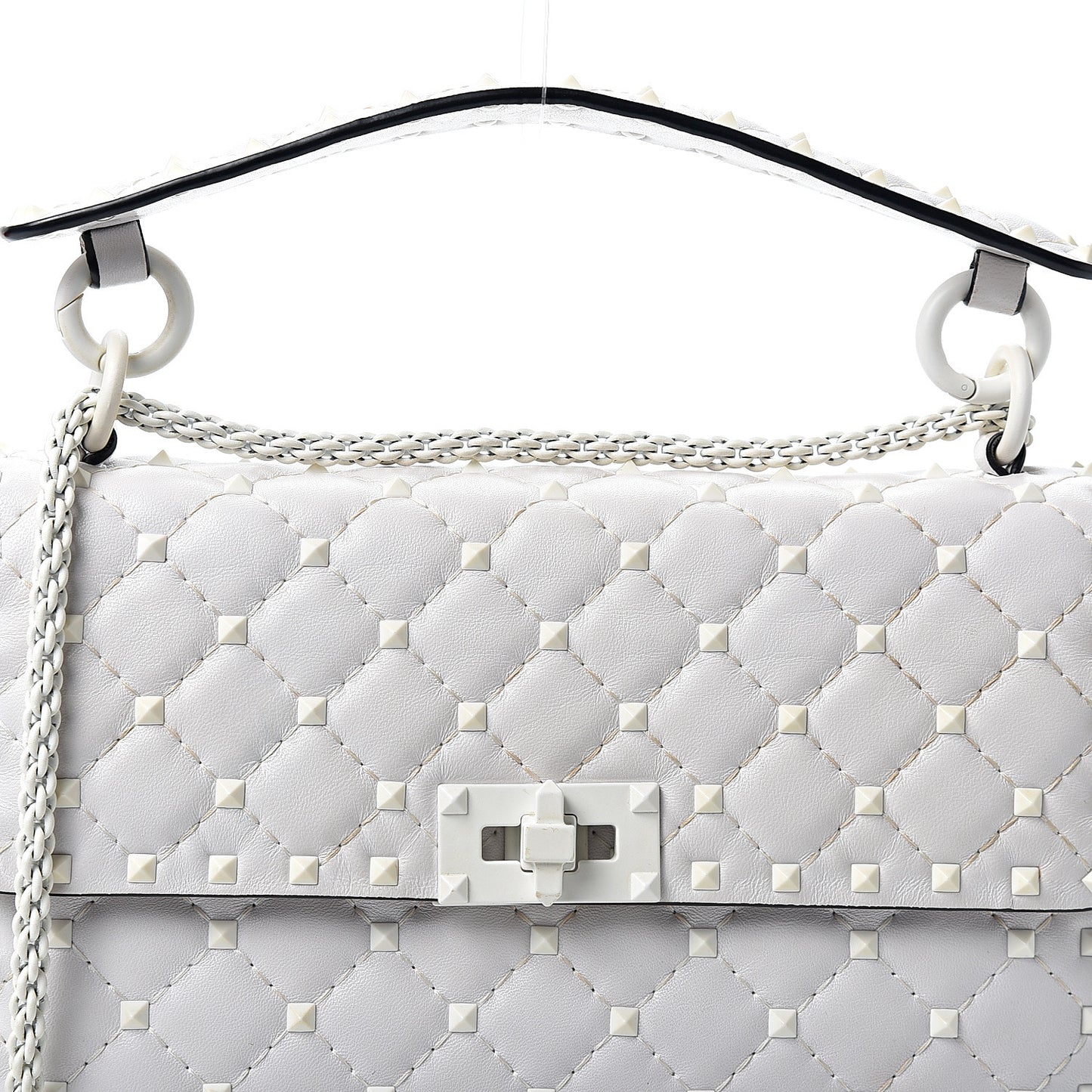 Lambskin Medium Free Rockstud Spike Shoulder Bag Optic White
